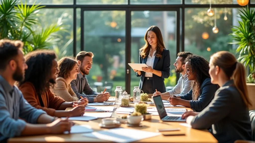 Séminaire pour entreprise avec atelier créatif et pause bien-être dans un cadre moderne et lumineux